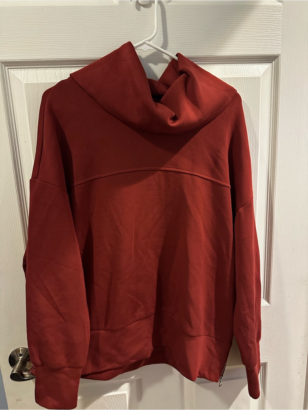 Varley DoubleSoft Women’s Large Rust Terracotta Mock Neck Sweatshirt Pullover